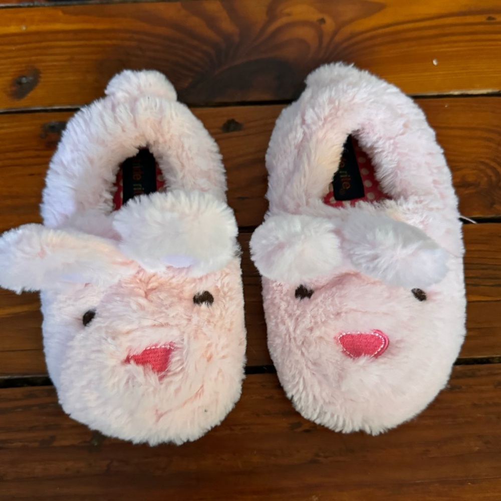 Stride Rite Pink Fuzzy Bunny Slippers Size 9/10 Toddler